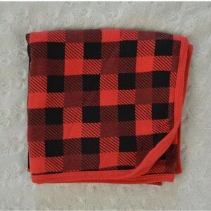 Rosie Pope Buffalo Plaid Baby Blanket Red Black Checkered Jersey Knit Swaddle